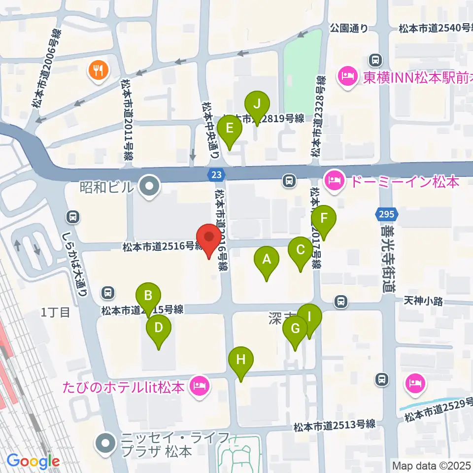 松本MOLE HALL周辺の駐車場・コインパーキング一覧地図