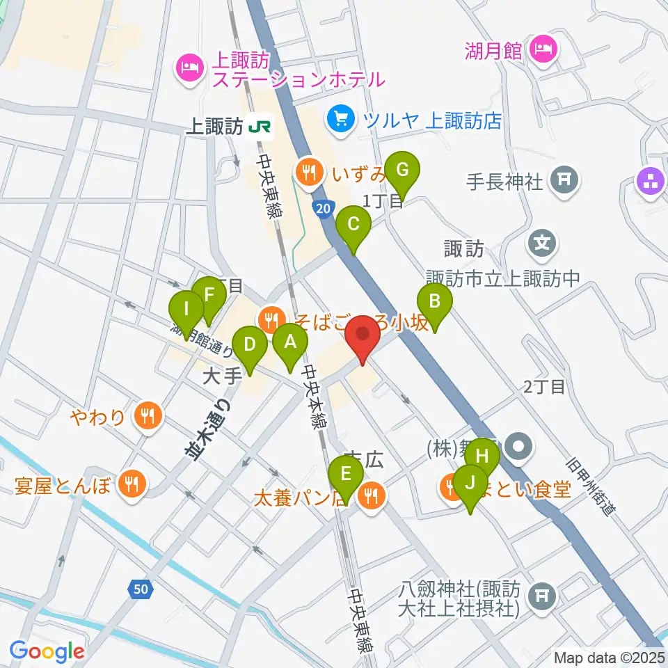 上諏訪クラブロックハーツ周辺の駐車場・コインパーキング一覧地図