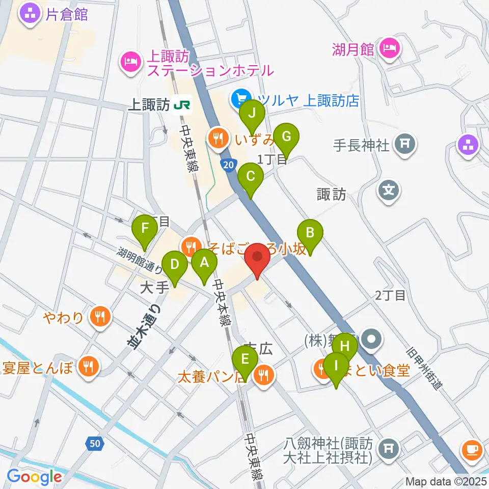 上諏訪クラブロックハーツ周辺の駐車場・コインパーキング一覧地図
