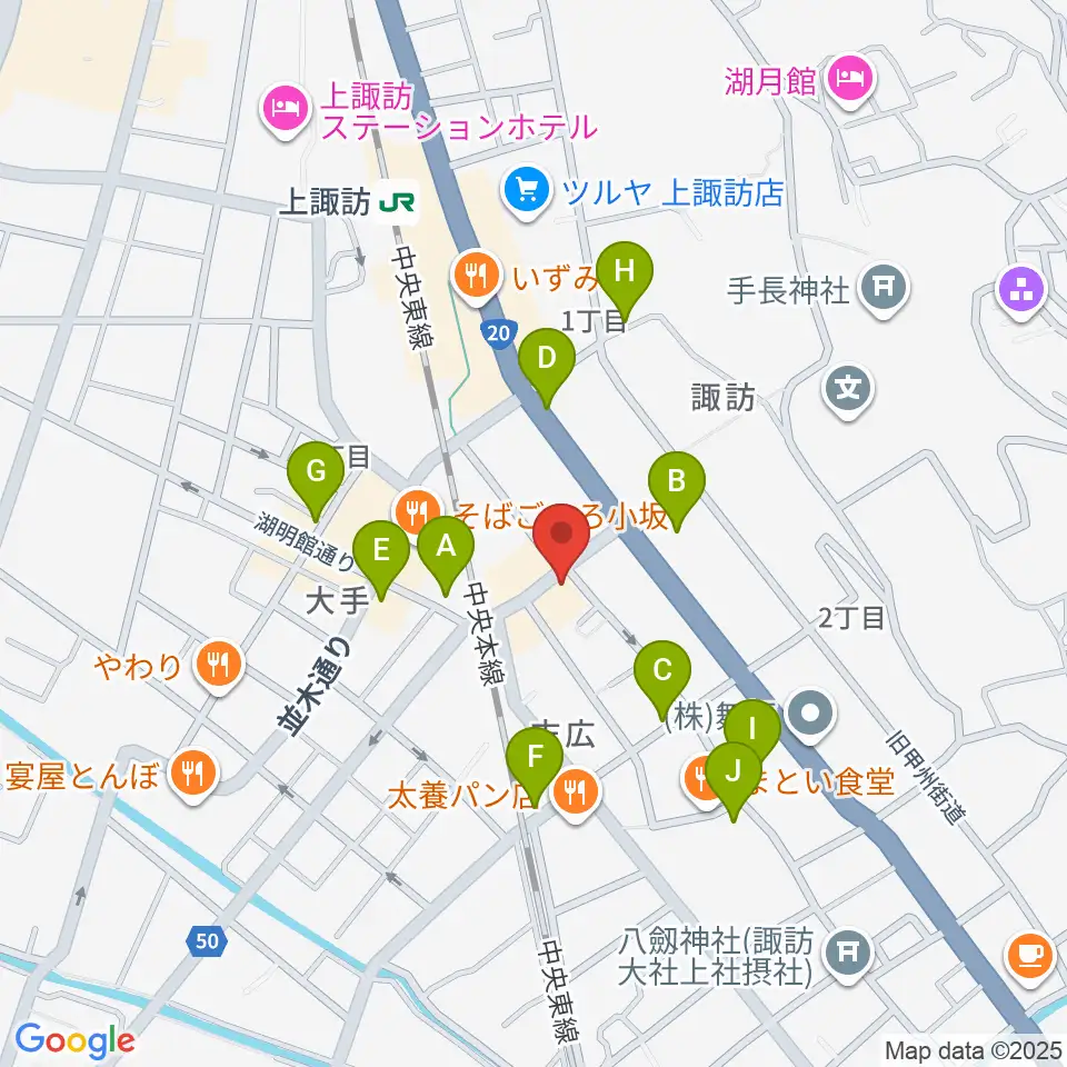 上諏訪クラブロックハーツ周辺の駐車場・コインパーキング一覧地図