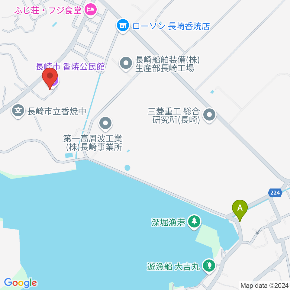 長崎市香焼公民館周辺の駐車場・コインパーキング一覧地図