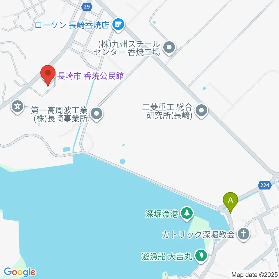 長崎市香焼公民館周辺の駐車場・コインパーキング一覧地図