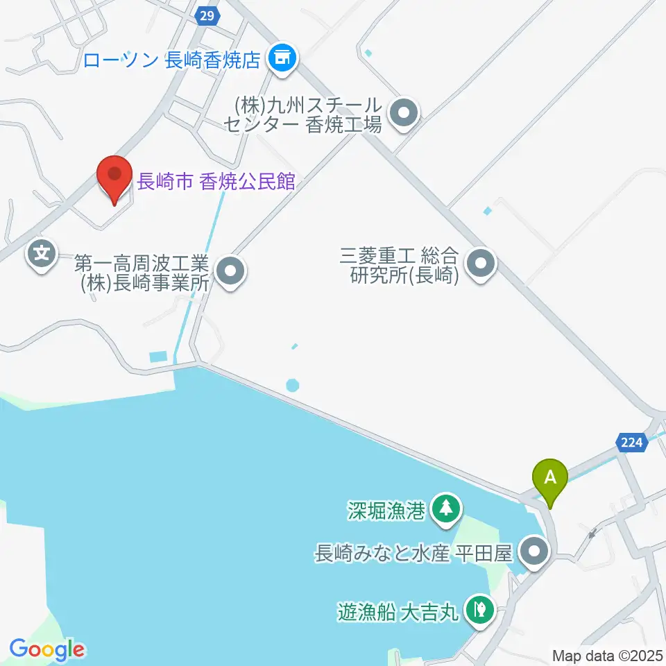 長崎市香焼公民館周辺の駐車場・コインパーキング一覧地図