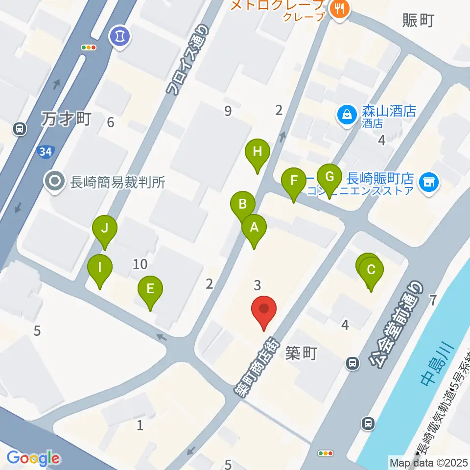 メルカつきまちホール周辺の駐車場・コインパーキング一覧地図