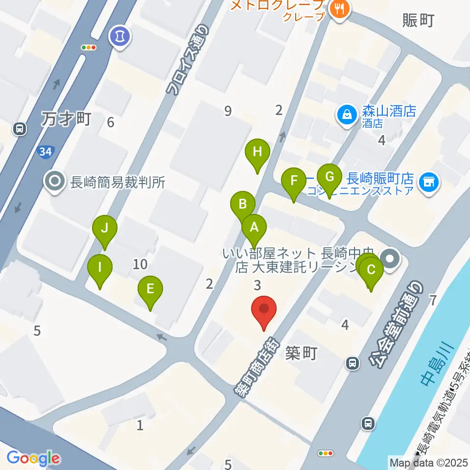 メルカつきまちホール周辺の駐車場・コインパーキング一覧地図