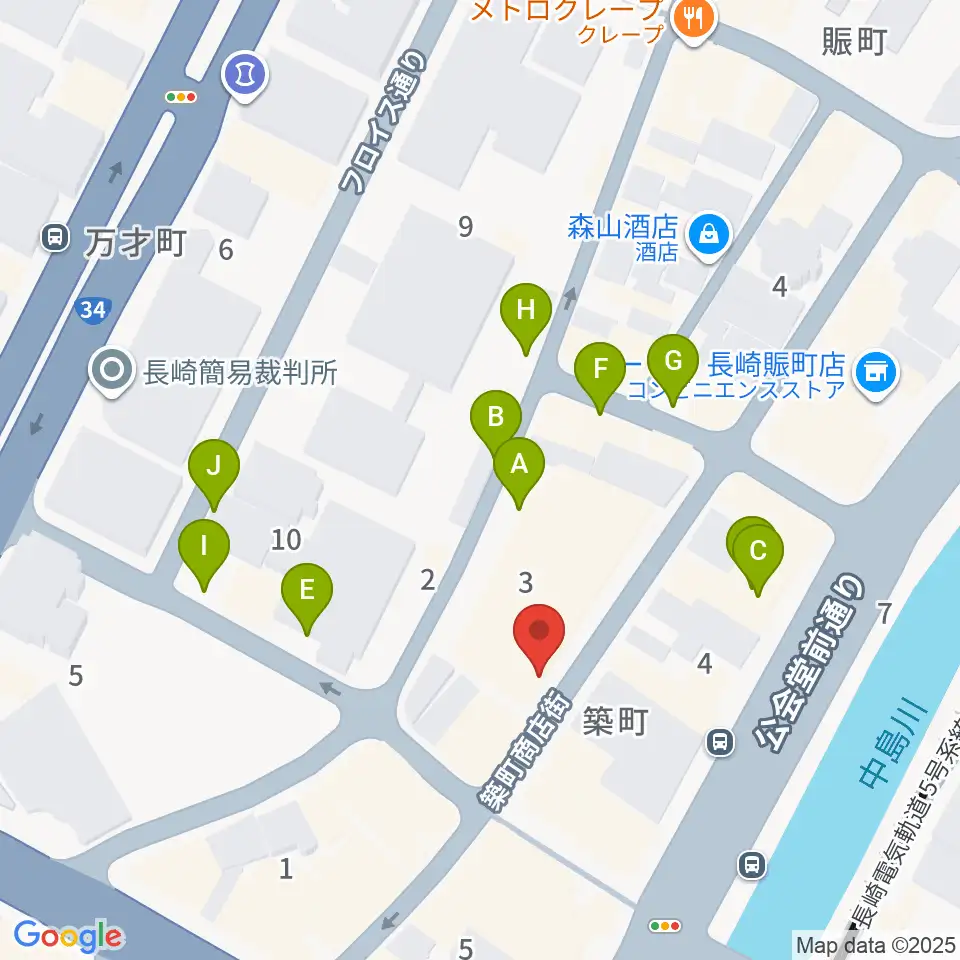 メルカつきまちホール周辺の駐車場・コインパーキング一覧地図