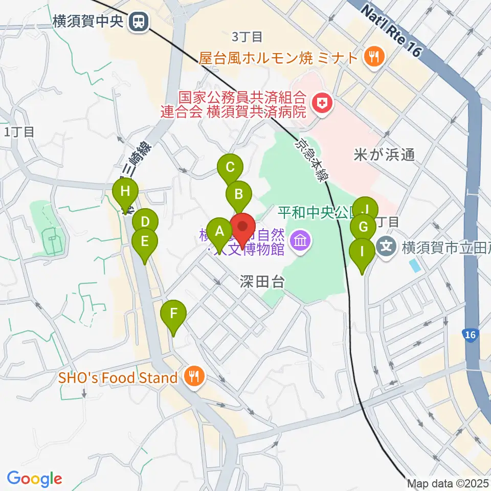 横須賀市文化会館周辺の駐車場・コインパーキング一覧地図