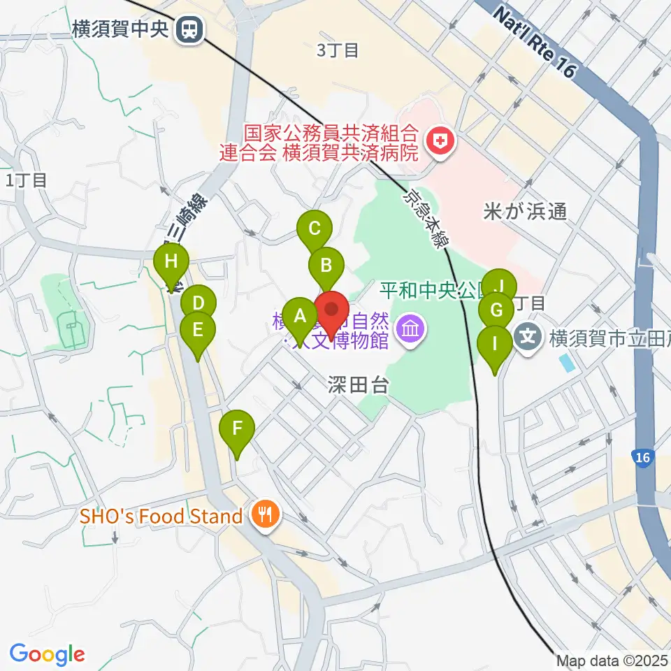 横須賀市文化会館周辺の駐車場・コインパーキング一覧地図