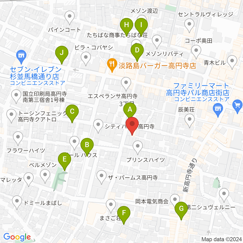 永江楽器周辺の駐車場・コインパーキング一覧地図
