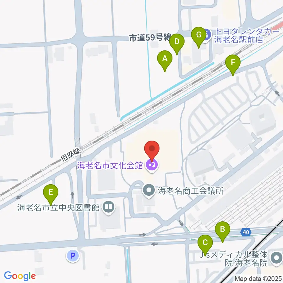 海老名市文化会館周辺の駐車場・コインパーキング一覧地図