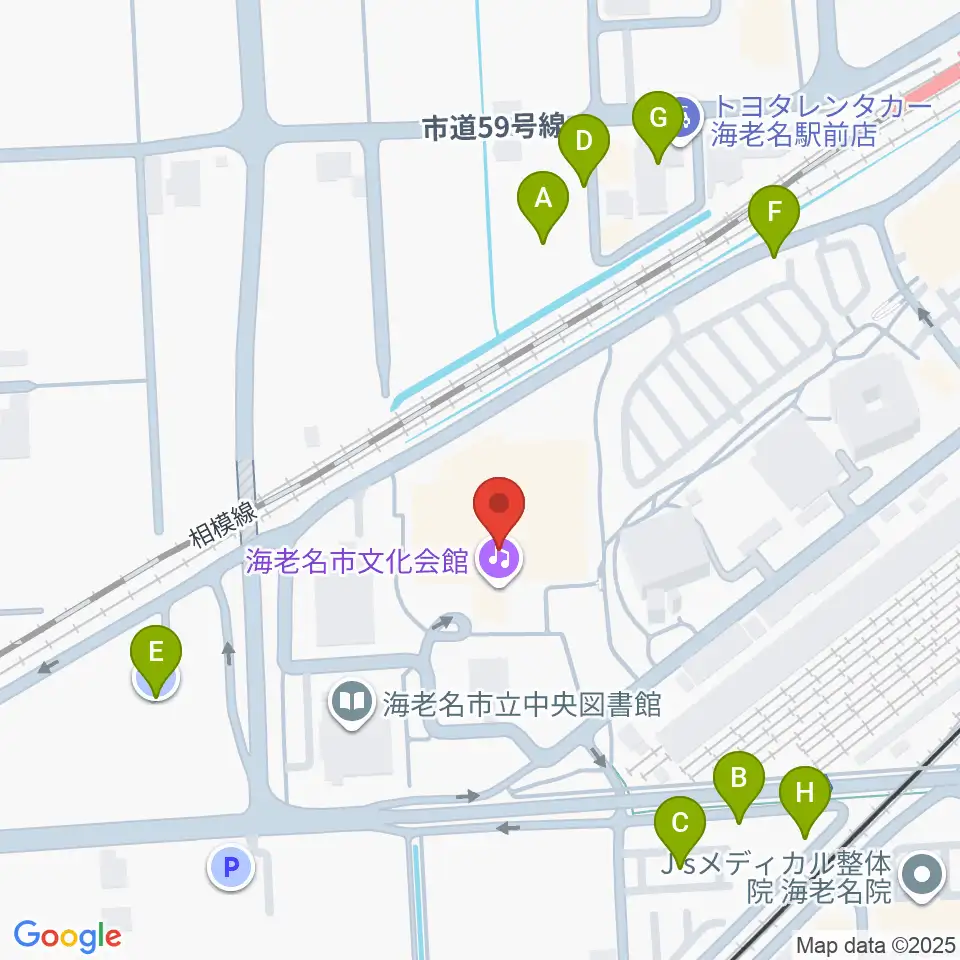 海老名市文化会館周辺の駐車場・コインパーキング一覧地図