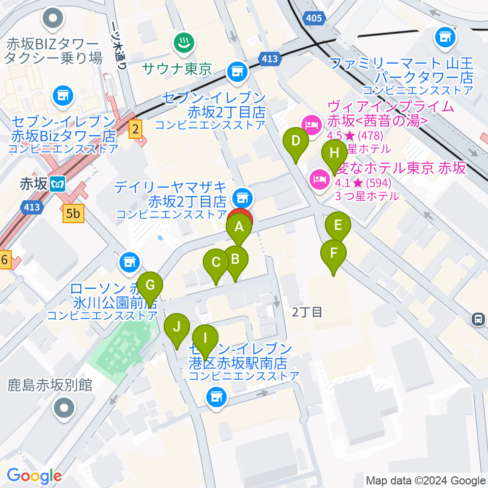 赤坂エルカミーノ周辺の駐車場・コインパーキング一覧地図