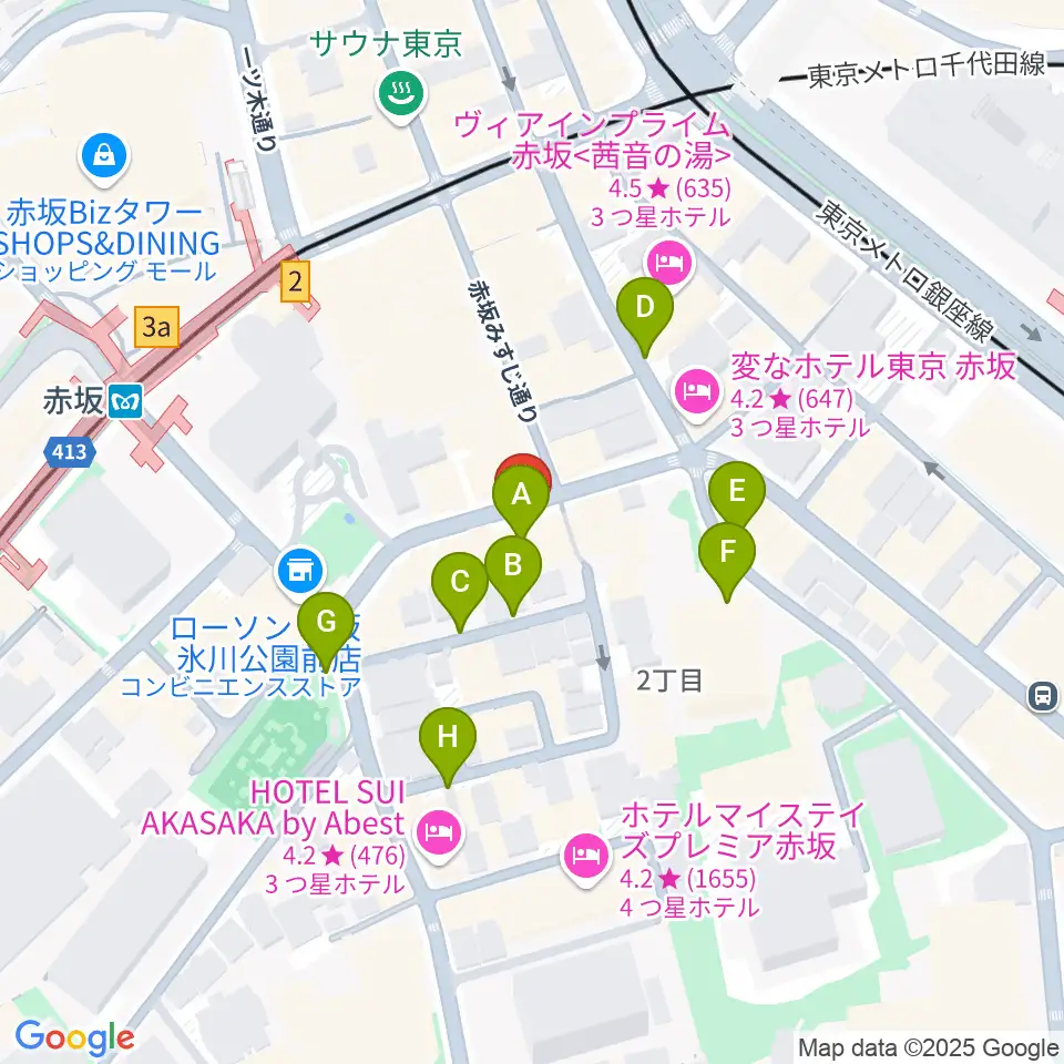 赤坂エルカミーノ周辺の駐車場・コインパーキング一覧地図