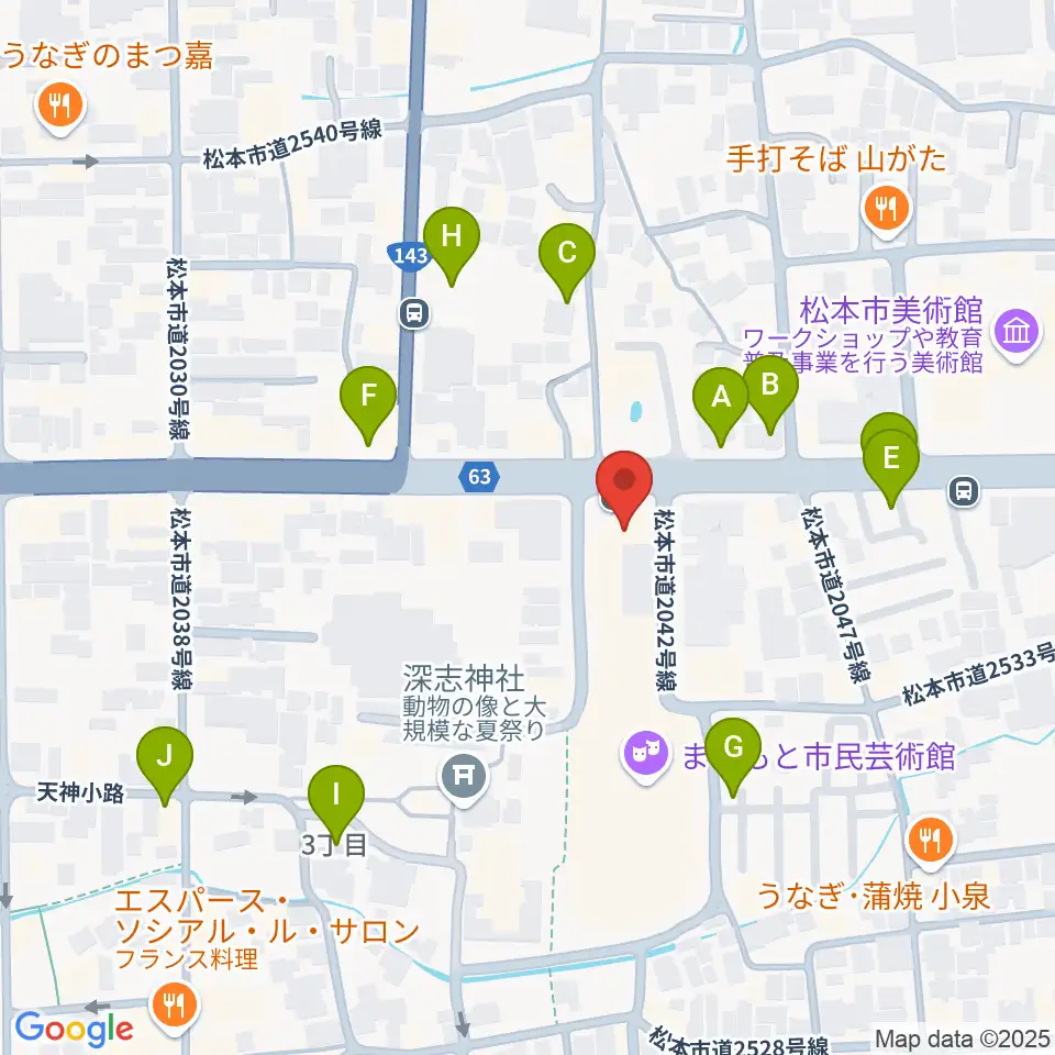 まつもと市民芸術館周辺の駐車場・コインパーキング一覧地図