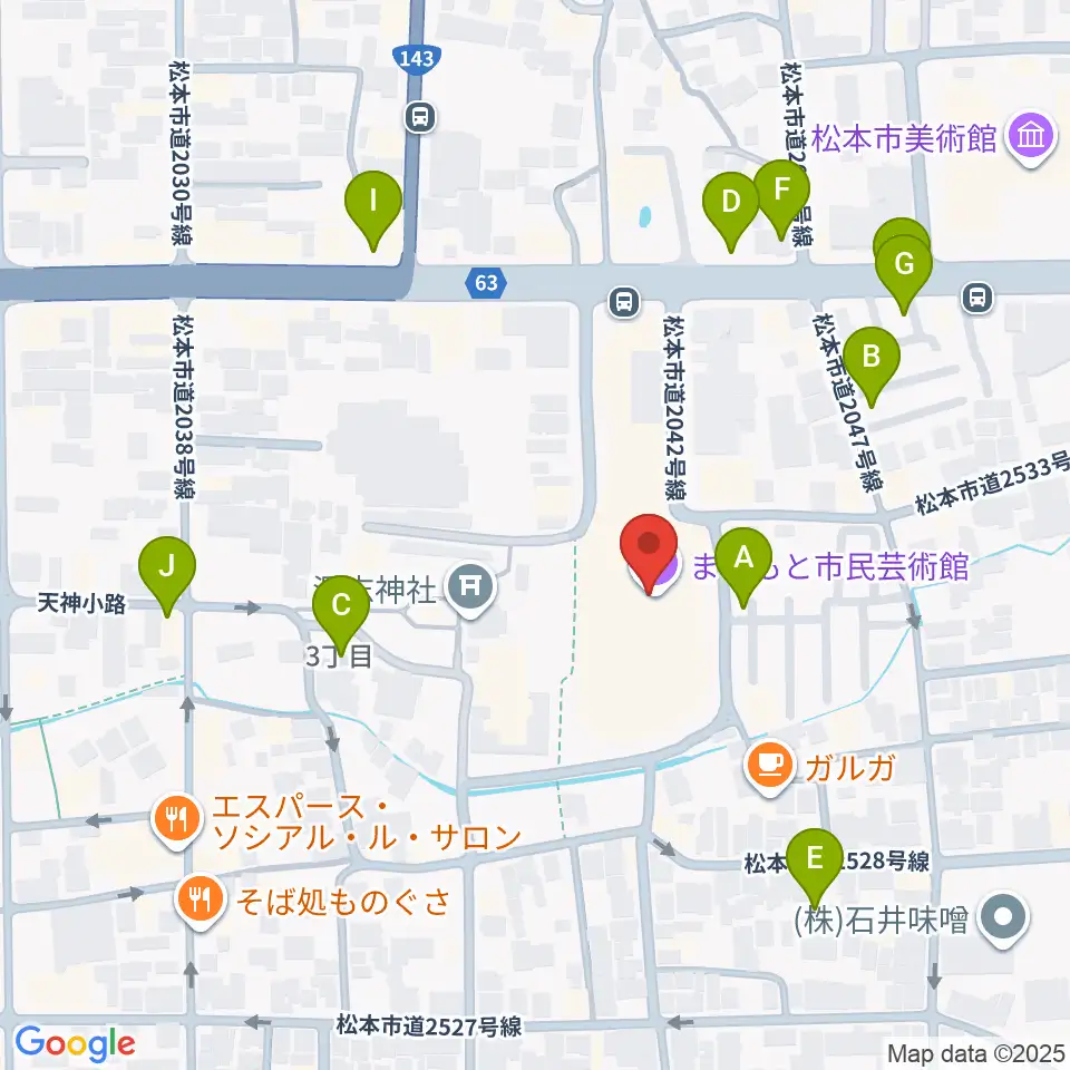 まつもと市民芸術館周辺の駐車場・コインパーキング一覧地図