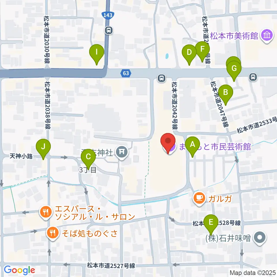 まつもと市民芸術館周辺の駐車場・コインパーキング一覧地図