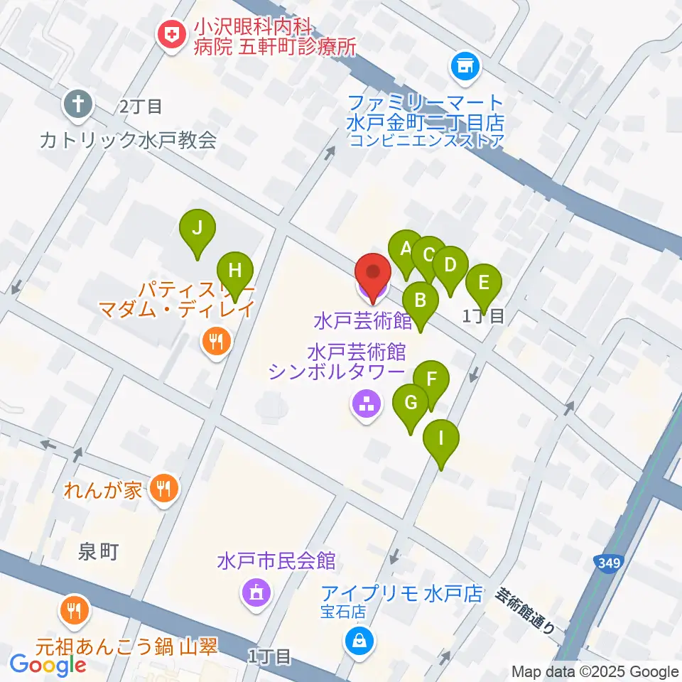 水戸芸術館周辺の駐車場・コインパーキング一覧地図