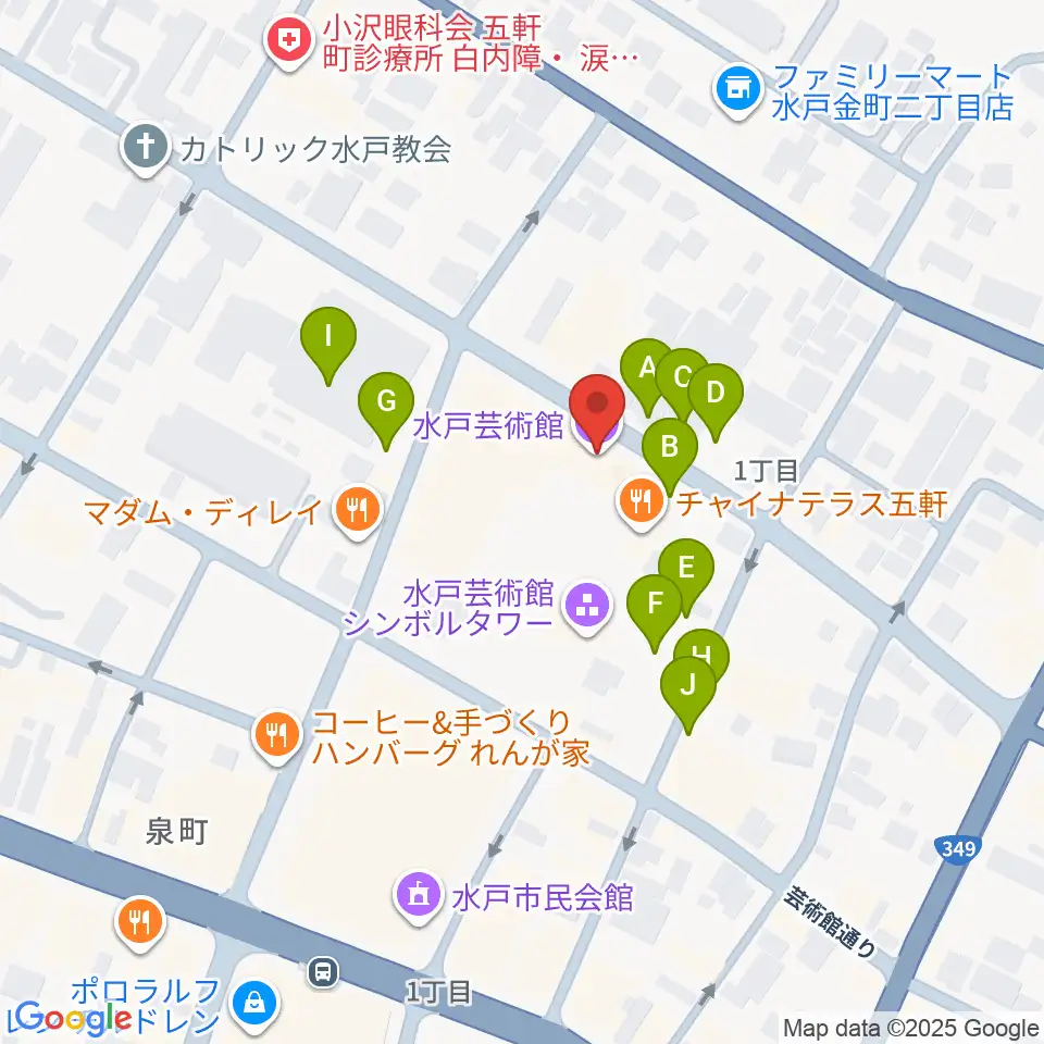 水戸芸術館周辺の駐車場・コインパーキング一覧地図