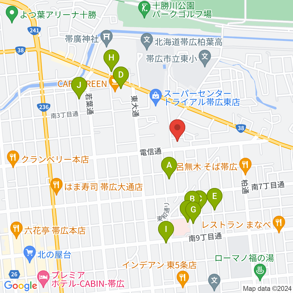帯広メガストーン周辺の駐車場・コインパーキング一覧地図