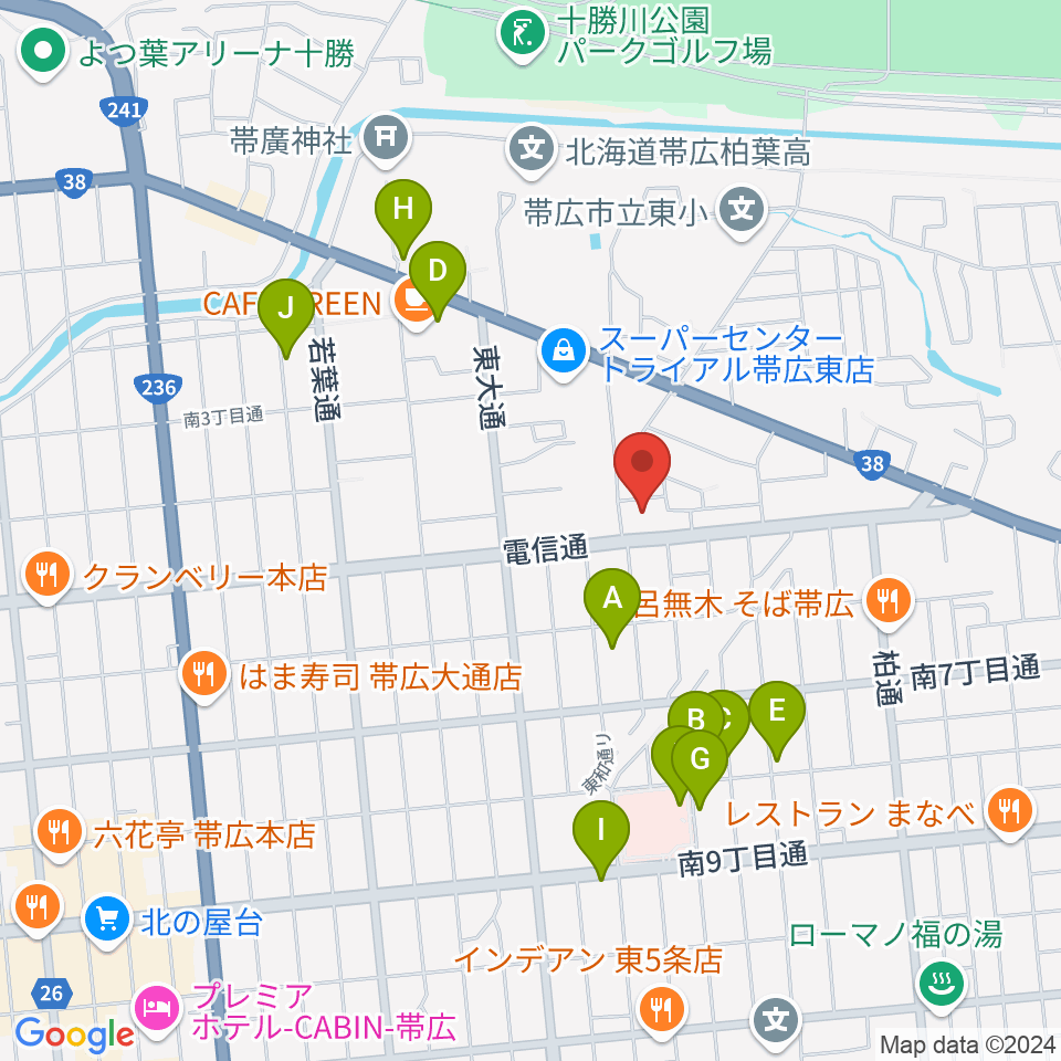 帯広メガストーン周辺の駐車場・コインパーキング一覧地図