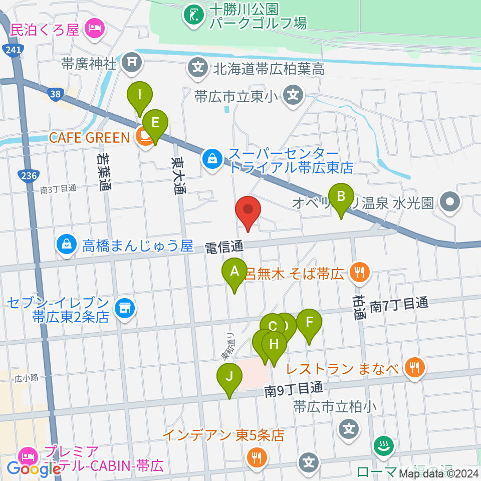 帯広メガストーン周辺の駐車場・コインパーキング一覧地図