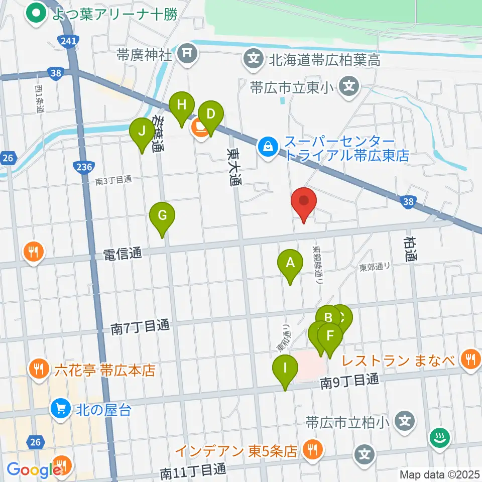 帯広メガストーン周辺の駐車場・コインパーキング一覧地図