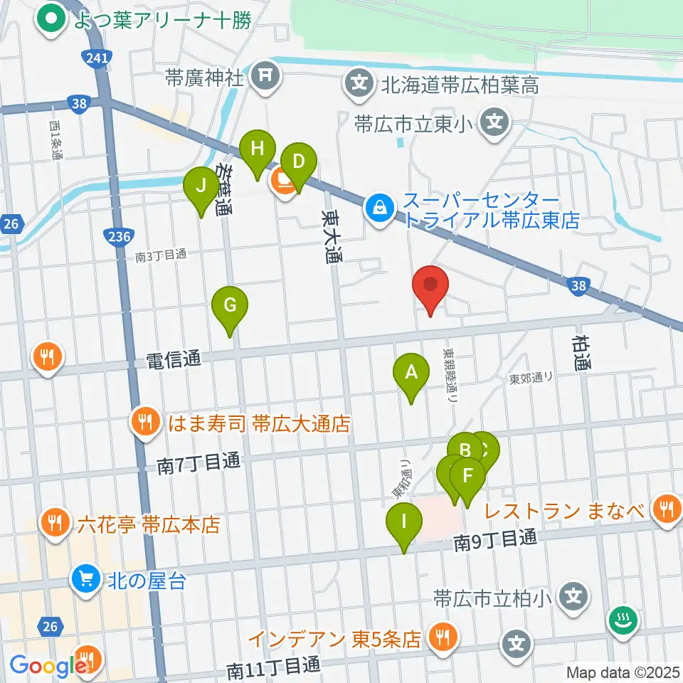 帯広メガストーン周辺の駐車場・コインパーキング一覧地図