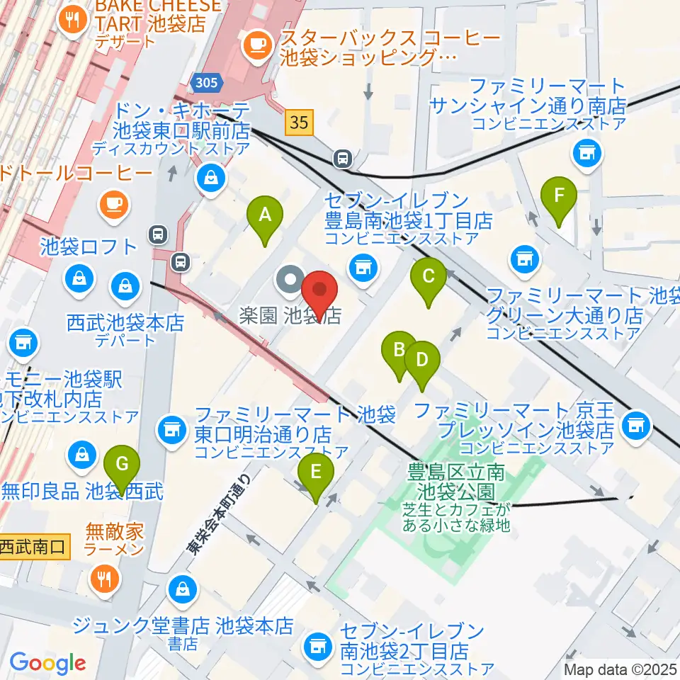 クロサワ楽器池袋店 エレキ本館周辺の駐車場・コインパーキング一覧地図