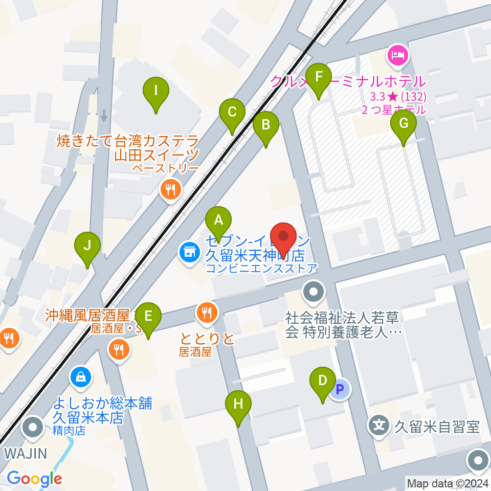 木下楽器店クルメセンター周辺の駐車場・コインパーキング一覧地図