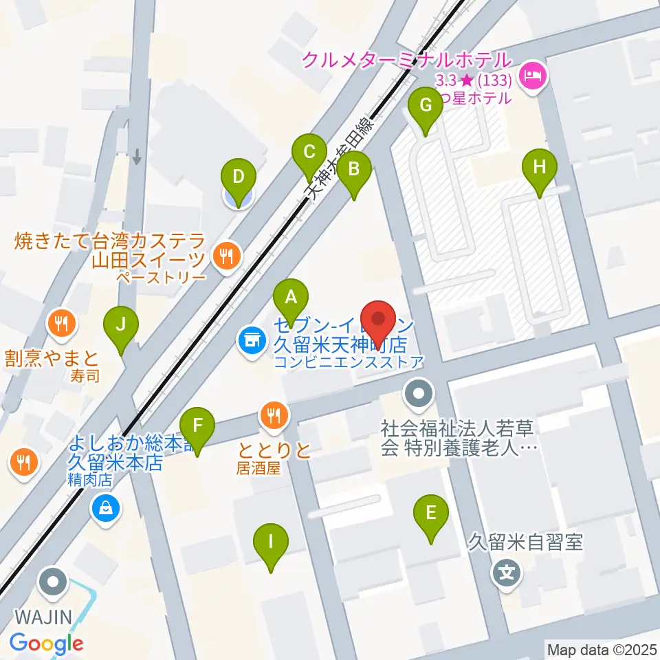 木下楽器店クルメセンター周辺の駐車場・コインパーキング一覧地図