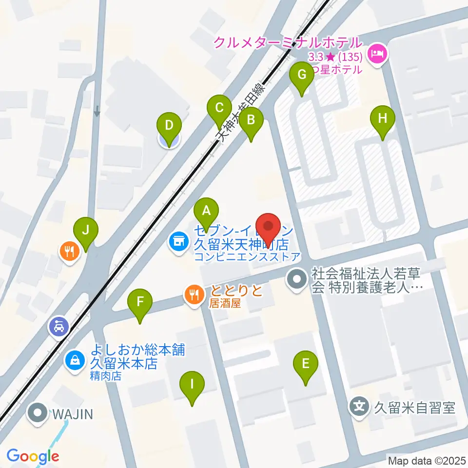 木下楽器店クルメセンター周辺の駐車場・コインパーキング一覧地図