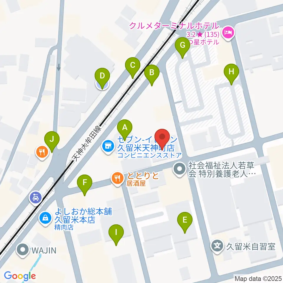 木下楽器店クルメセンター周辺の駐車場・コインパーキング一覧地図