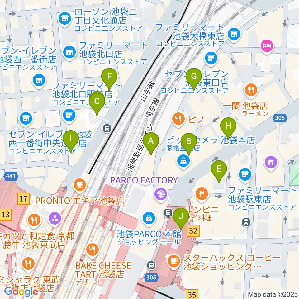 イシバシ楽器 池袋店周辺の駐車場・コインパーキング一覧地図