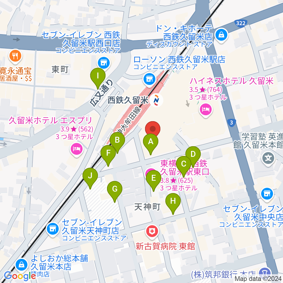 アイ＆カルチャ久留米周辺の駐車場・コインパーキング一覧地図