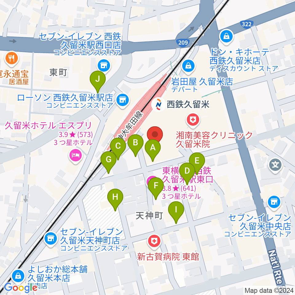 アイ＆カルチャ久留米周辺の駐車場・コインパーキング一覧地図