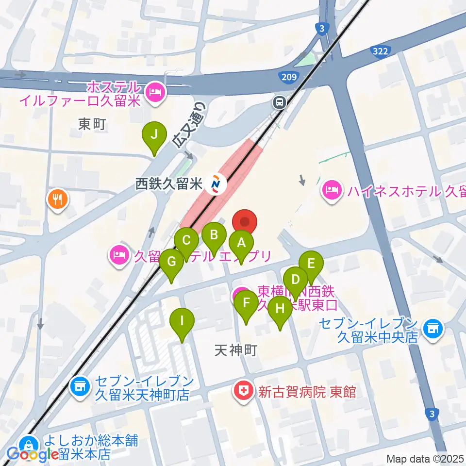 アイ＆カルチャ久留米周辺の駐車場・コインパーキング一覧地図
