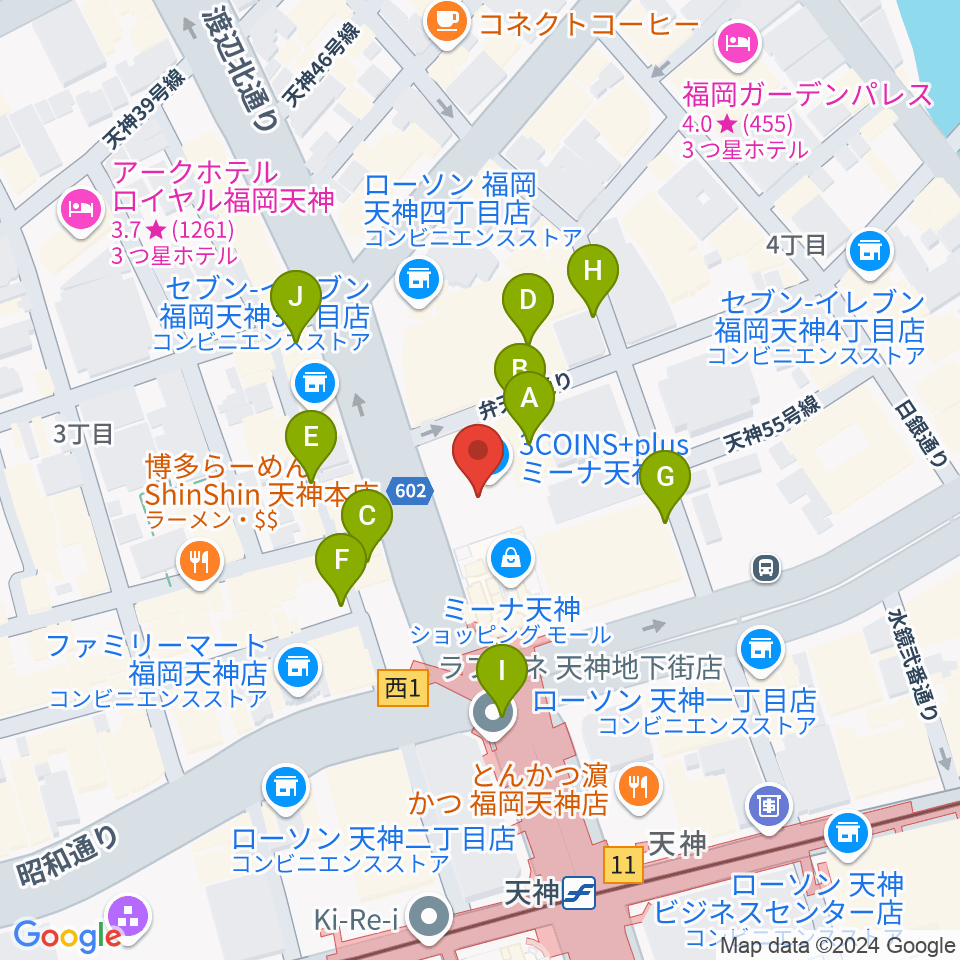 アイ＆カルチャ天神周辺の駐車場・コインパーキング一覧地図