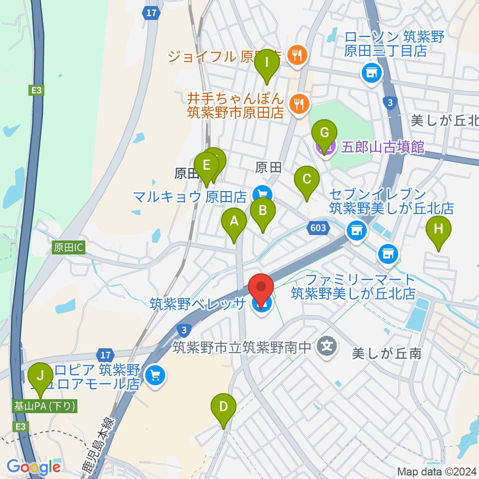 アイ＆カルチャ筑紫野周辺の駐車場・コインパーキング一覧地図