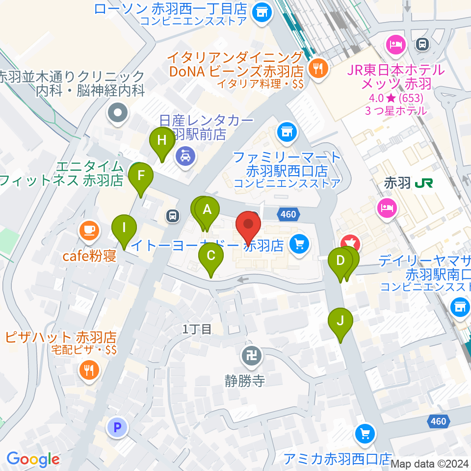 島村楽器イトーヨーカドー赤羽店周辺の駐車場・コインパーキング一覧地図