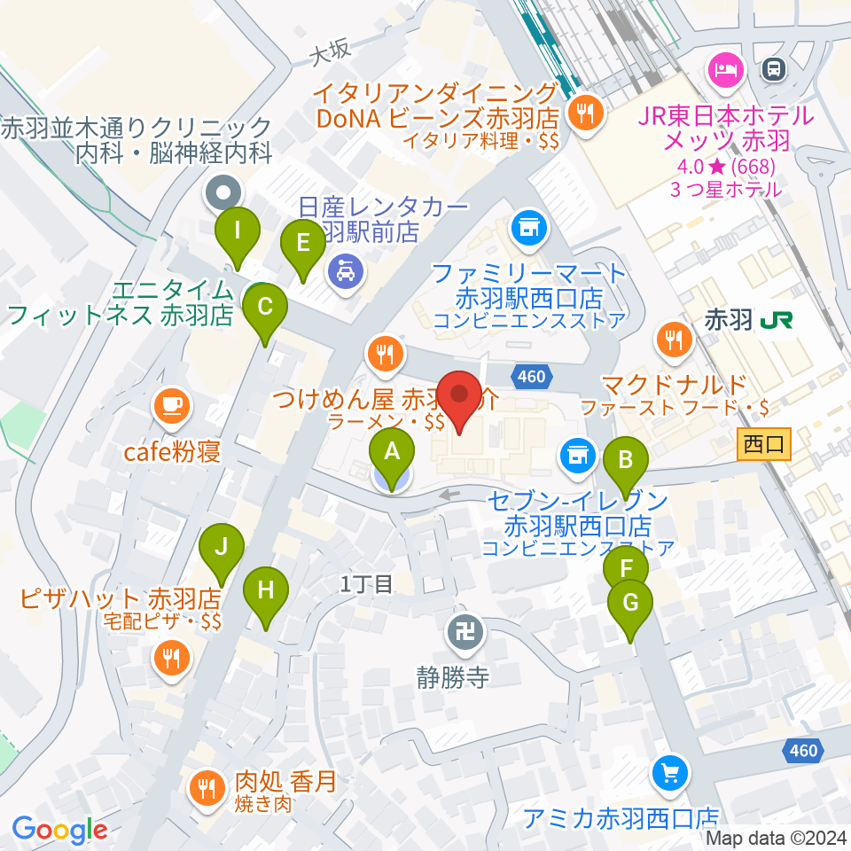 島村楽器イトーヨーカドー赤羽店周辺の駐車場・コインパーキング一覧地図