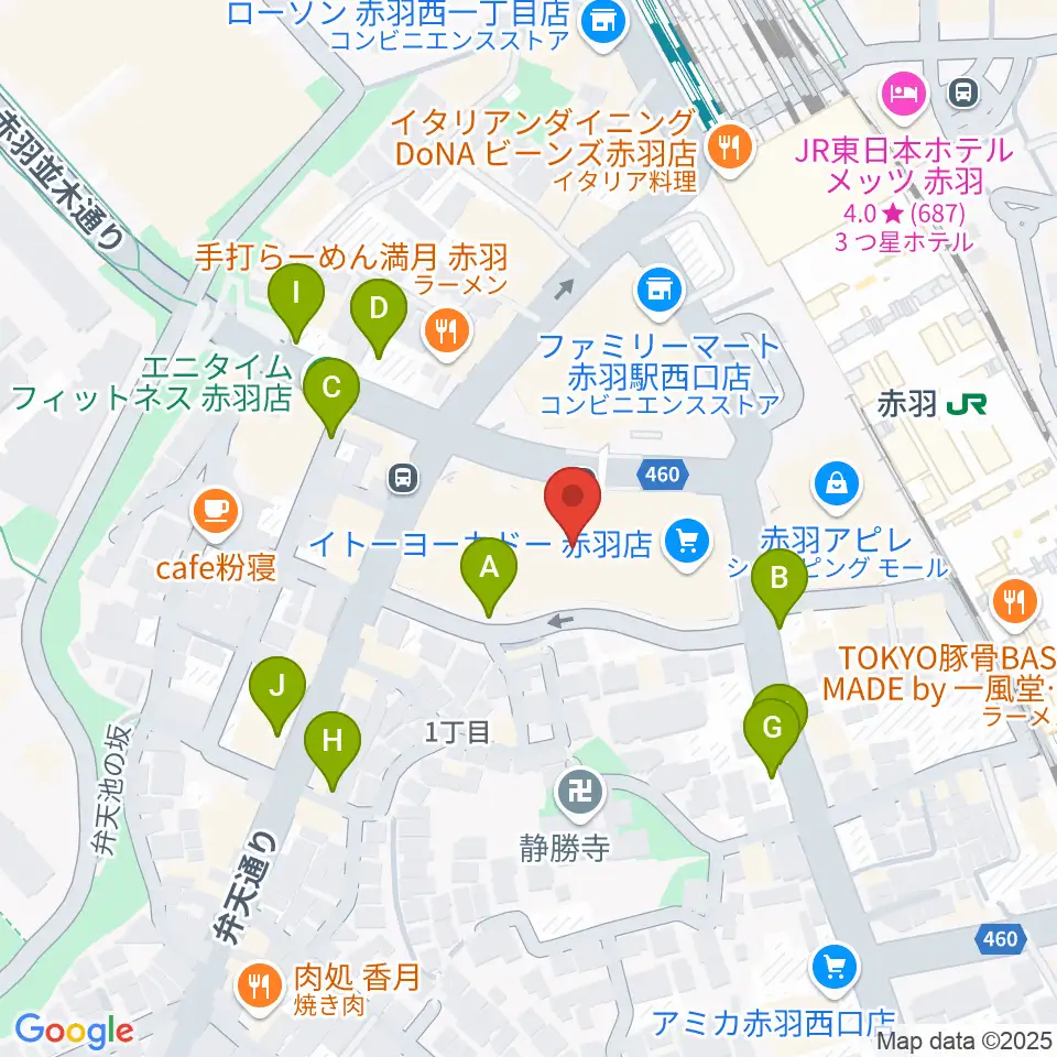 島村楽器イトーヨーカドー赤羽店周辺の駐車場・コインパーキング一覧地図