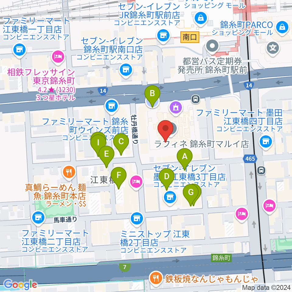 島村楽器 丸井錦糸町クラシック店周辺の駐車場・コインパーキング一覧地図