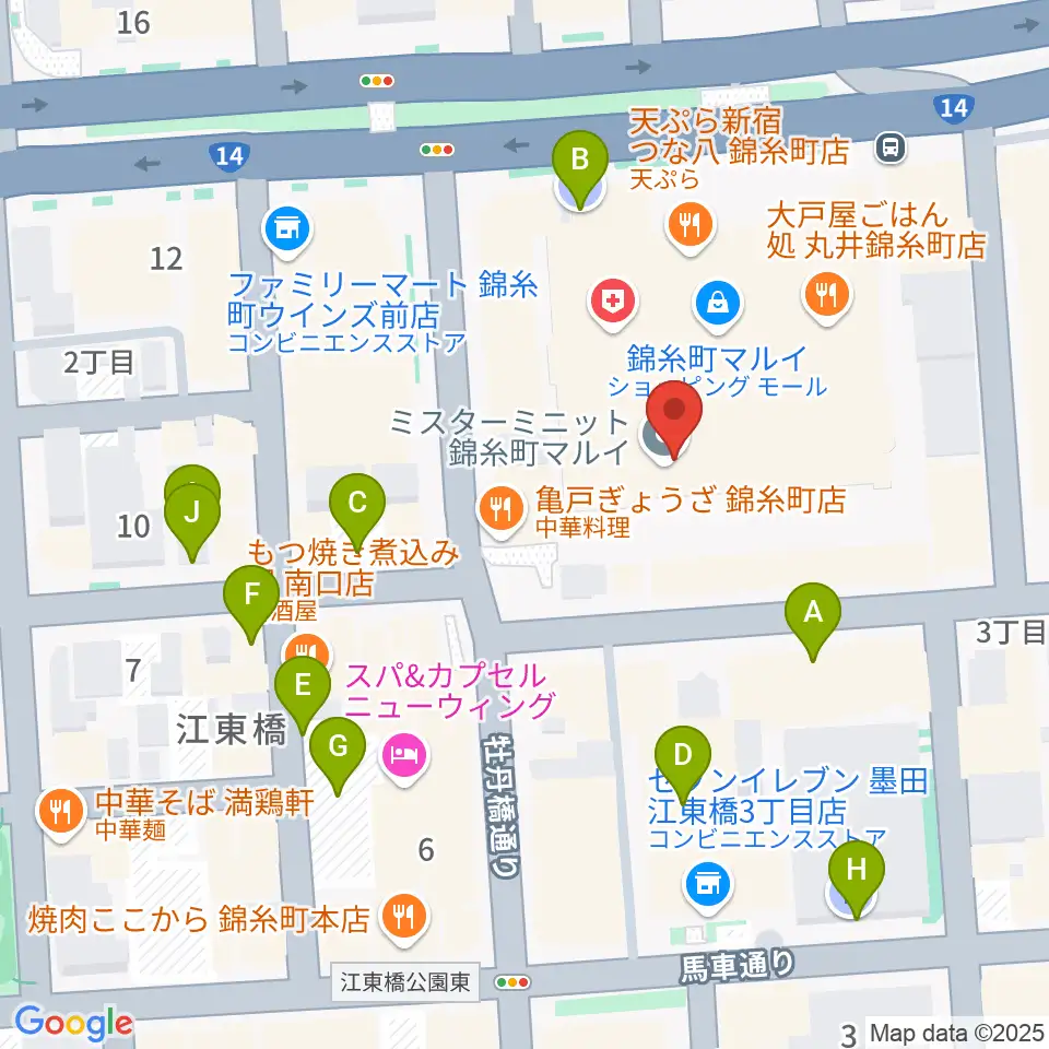 島村楽器 丸井錦糸町クラシック店周辺の駐車場・コインパーキング一覧地図