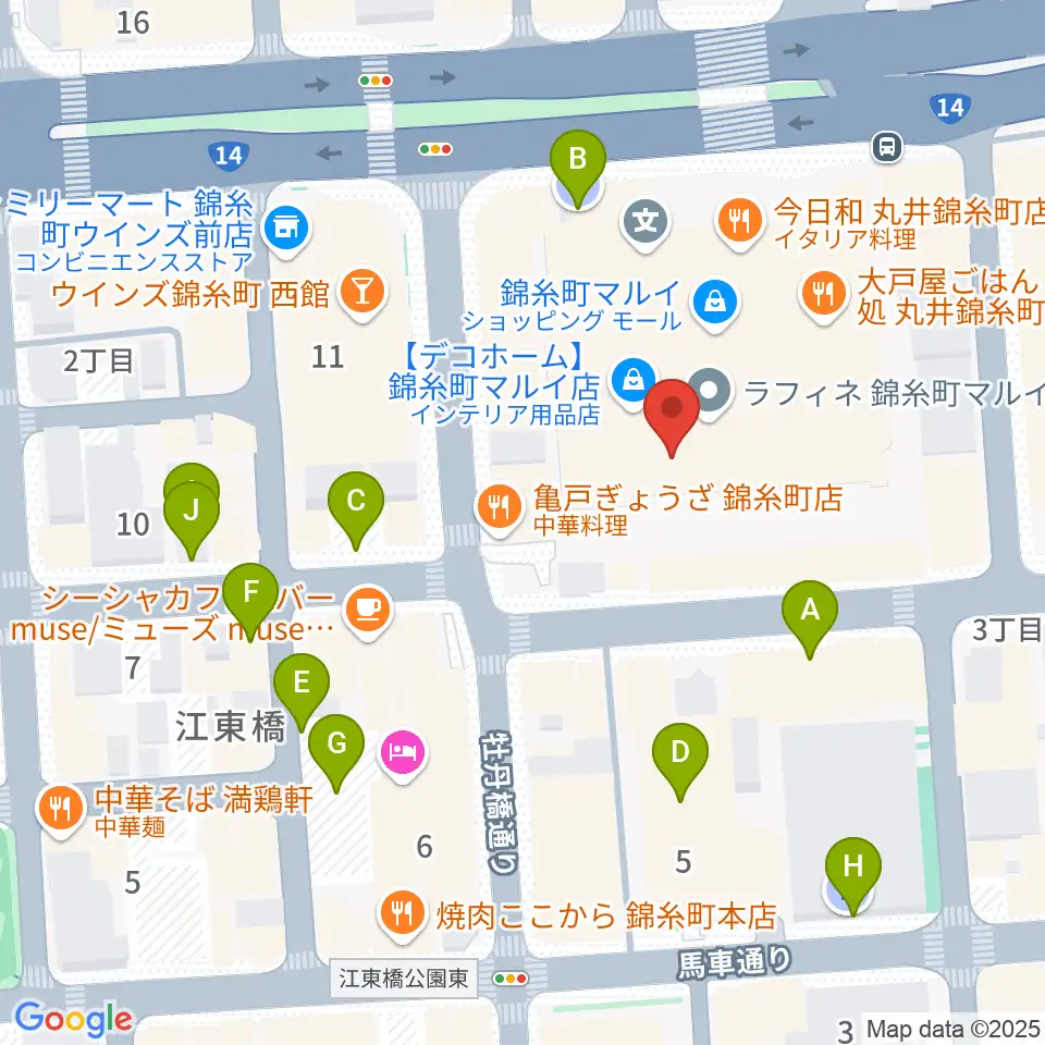 島村楽器 丸井錦糸町クラシック店周辺の駐車場・コインパーキング一覧地図