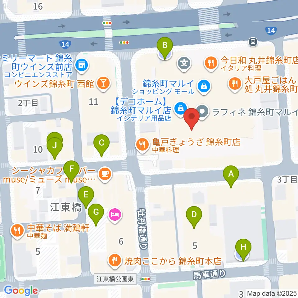 島村楽器 丸井錦糸町クラシック店周辺の駐車場・コインパーキング一覧地図