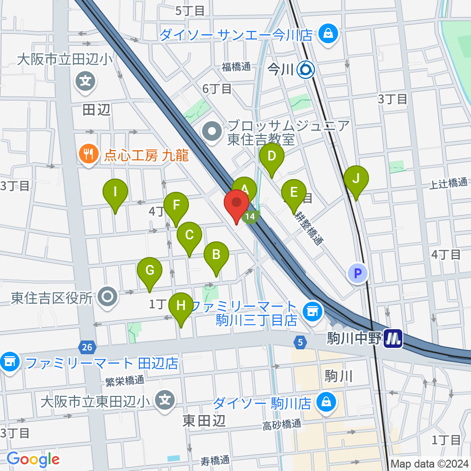 ナガイミュージックスタジオ周辺の駐車場・コインパーキング一覧地図