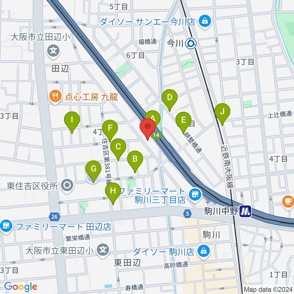 ナガイミュージックスタジオ周辺の駐車場・コインパーキング一覧地図