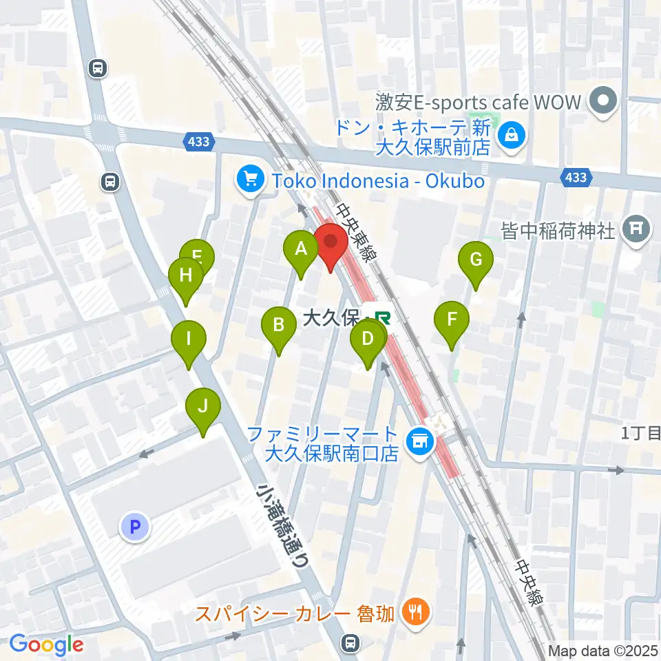 大久保スタジオM周辺の駐車場・コインパーキング一覧地図