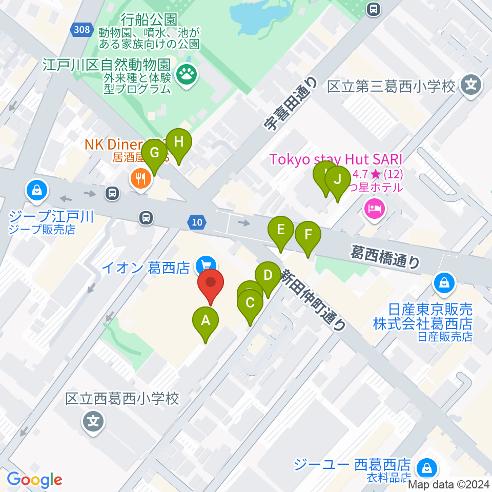 島村楽器 イオン葛西店周辺の駐車場・コインパーキング一覧地図