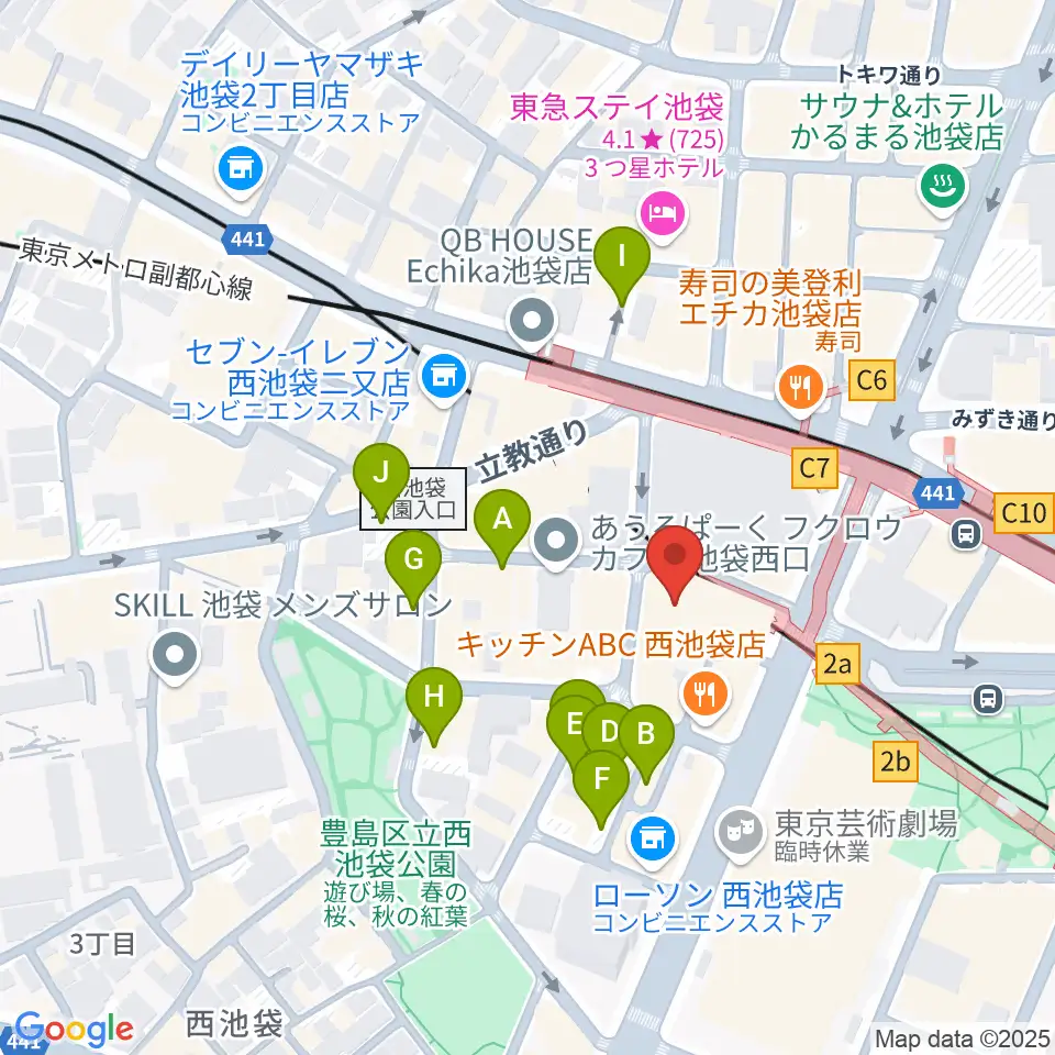 島村楽器ミュージックサロン池袋周辺の駐車場・コインパーキング一覧地図